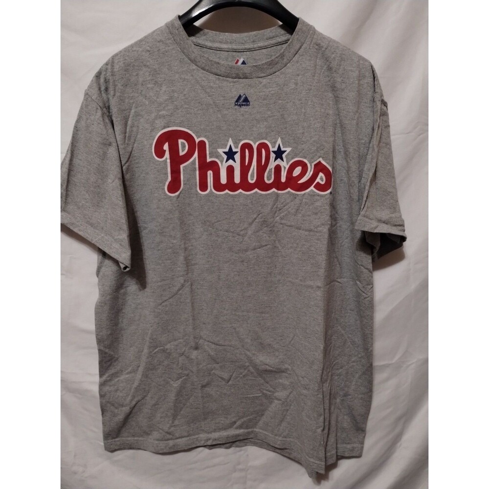 Majestic Philadelphia Phillies MLB Gray Short Sleeve T-Shirt Shirt Size L